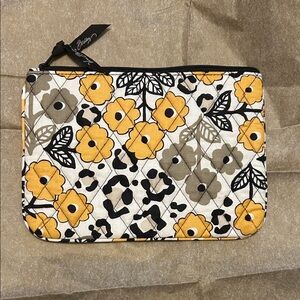 Vera Bradley Yellow and Gray Floral Cosmetic Bag